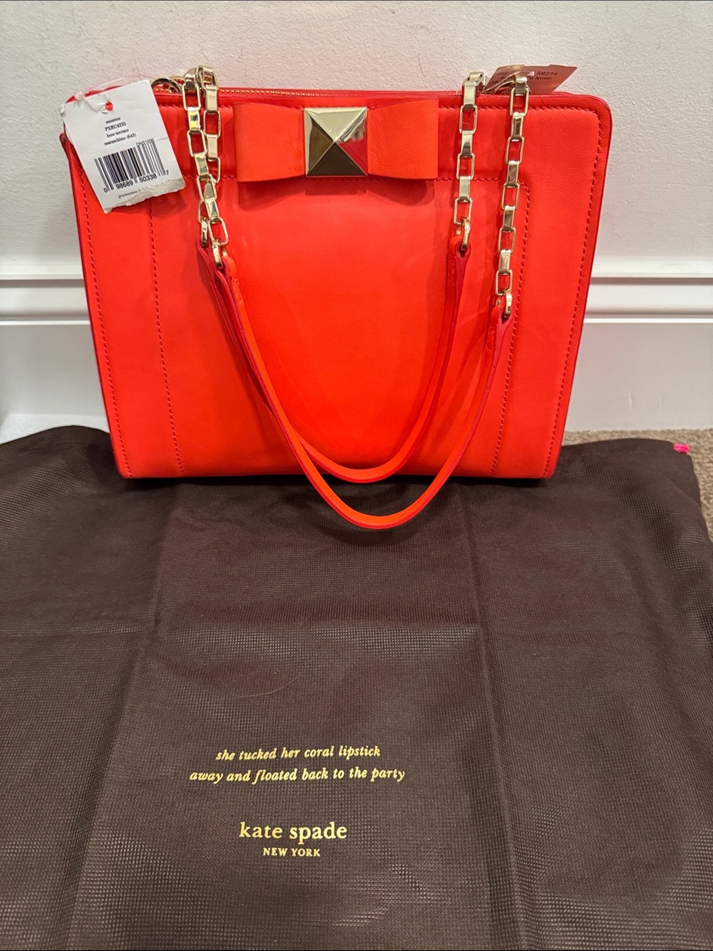 Kate Spade New York Bow Terrace Monroe shoulder bag maraschino red leather NWT